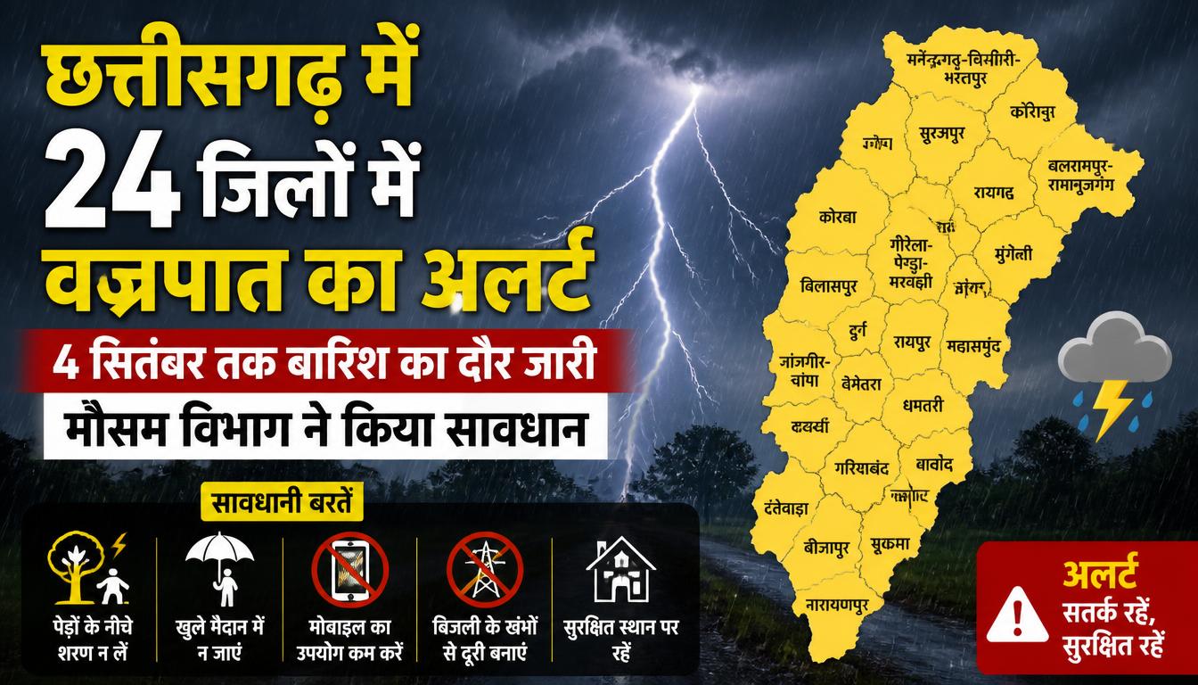 #ChhattisgarhWeather #CGWeather #RainAlert #LightningAlert #ChhattisgarhRain #Monsoon2026 #WeatherUpdate #CGNews #RaipurWeather #HeavyRain #Thunderstorm #WeatherAlert #RainForecast #ChhattisgarhNews #RaipurNews #BilaspurNews #DurgNews #MausamUpdate #VajrapatAlert #MonsoonUpdate